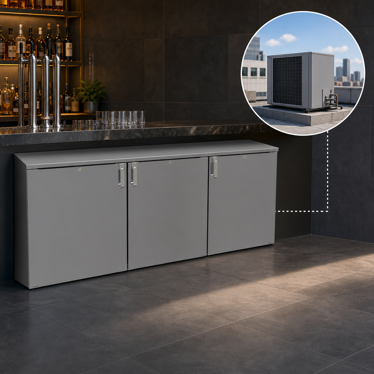 Product image #3 for Glastender Remote One Zone Low Profile 72-Inch Three-Section Back Bar Cooler