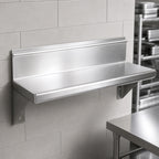 Thumbnail image #3 for John Boos BHS524R6-X 24-Inch Wall-Mounted Stainless Steel Lavatory Shelf with 4-Inch Rear Riser, 16-Gauge Type 300, Satin Finish