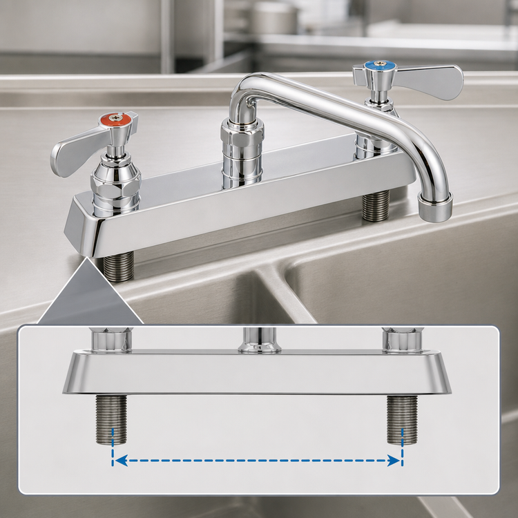 Product image #3 for OptiFlow Heavy Duty Solid Body Deck Mount Manual Faucet with 6-Inch Swing Spout, 8-Inch Centers