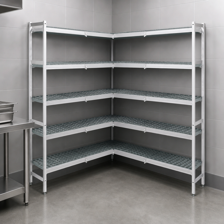 Product image #3 for Fermostock 5-Tier Corner Expansion Polymer Shelving Unit with Removable Inserts, 52W x 22D x 83H