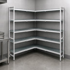Thumbnail image #3 for Fermod Fermostock 5R52C83-CE 5-Tier Corner Expansion Polymer Shelving Unit, 52W x 22D x 83H, Removable Inserts