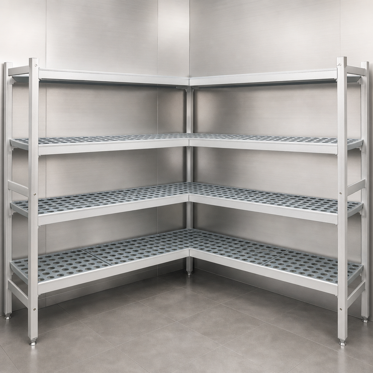 Product image #3 for Fermostock 4-Tier Corner Expansion Polymer Shelving Unit Kit, 66 Inch H x 31 Inch W x 22 Inch D