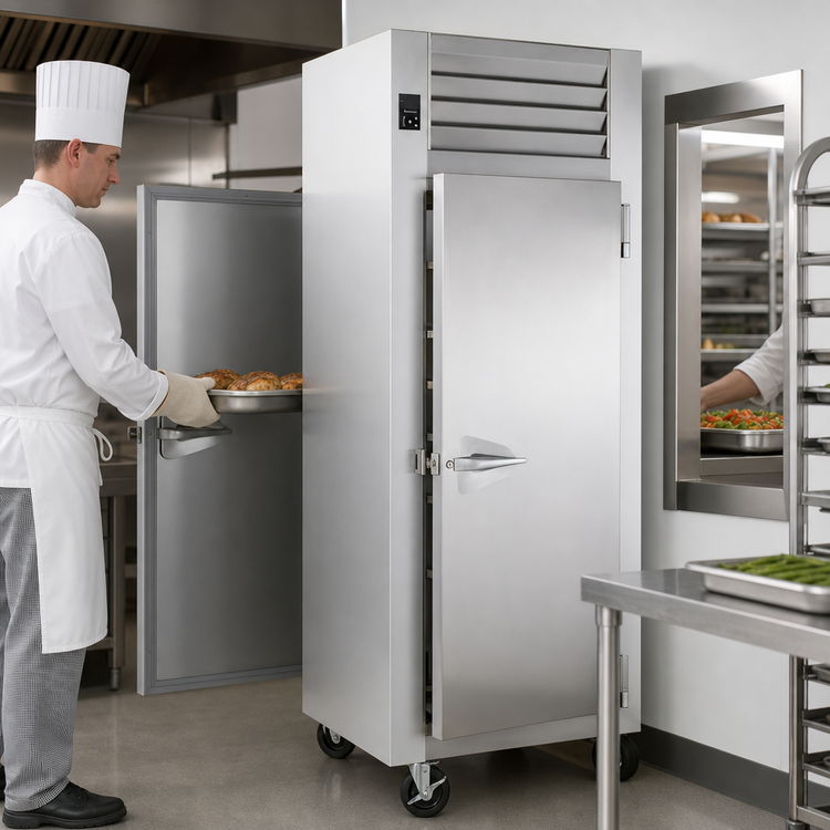 Product image #3 for Traulsen Spec-Line R Series One-Section Pass-Thru Heated Holding Cabinet, Full-Height Solid Doors, Right-Hand Hinged, Standard Depth, Stainless Steel