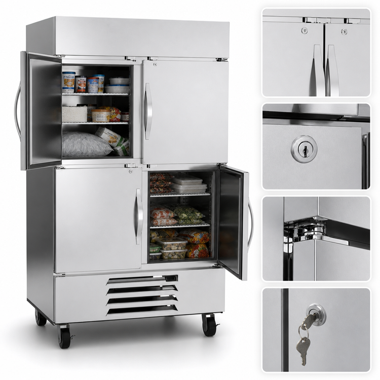 Product image #3 for Beverage-Air Horizon Series Two-Section Reach-In Freezer with Lockable Solid Half Doors, 44 Cu. Ft., Bottom Mount