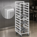 Thumbnail image #3 for Channel Manufacturing T438A Mobile Single-Section Aluminum Cafeteria Tray Rack, End-Load, 30-Tray Capacity, 14 x 18 Trays, 4-Inch Spacing