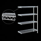 Thumbnail image #3 for Eagle Group A4-74-1860C 4-Tier Chrome Wire Add-On Shelving Unit, 60"W x 18"D x 74"H