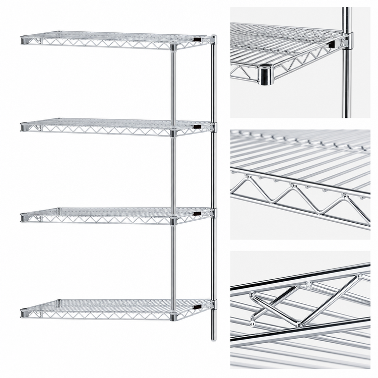 Product image #3 for Eagle Group 4-Tier Add-On Wire Shelving Unit, 36 in. W x 18 in. D x 63 in. H, Chrome-Plated