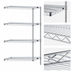 Thumbnail image #3 for Eagle Group 4-Tier Add-On Wire Shelving Unit, 36 in. W x 18 in. D x 63 in. H, Chrome-Plated