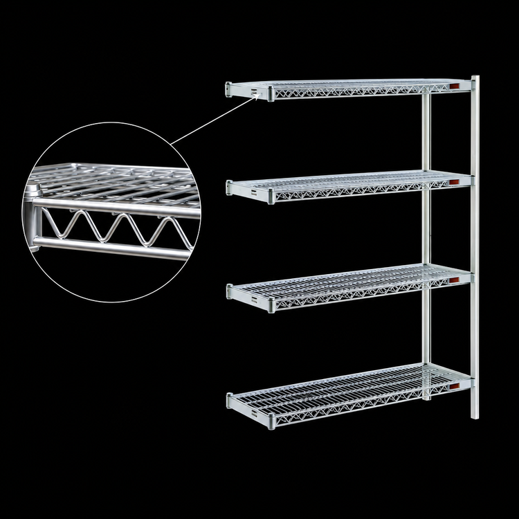 Product image #3 for Eagle Group A4-74-1860C 60-Inch 4-Tier Add-On Wire Shelving Unit, 18-Inch Deep x 74-Inch High, Chrome-Plated
