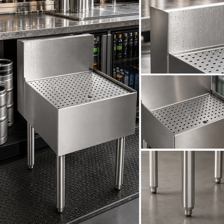 Product image #3 for CHOICE Underbar Stainless Steel Beer Drainer with Lowered Work Surface, 24" W x 24" D