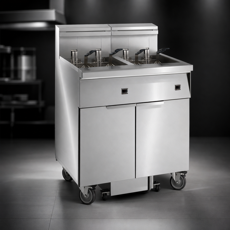 Product image #3 for Imperial (Middleby) Electric Floor Model Fryer, 2-Tank, 50 lb. Each, Computer Controls, Built-In Filter System