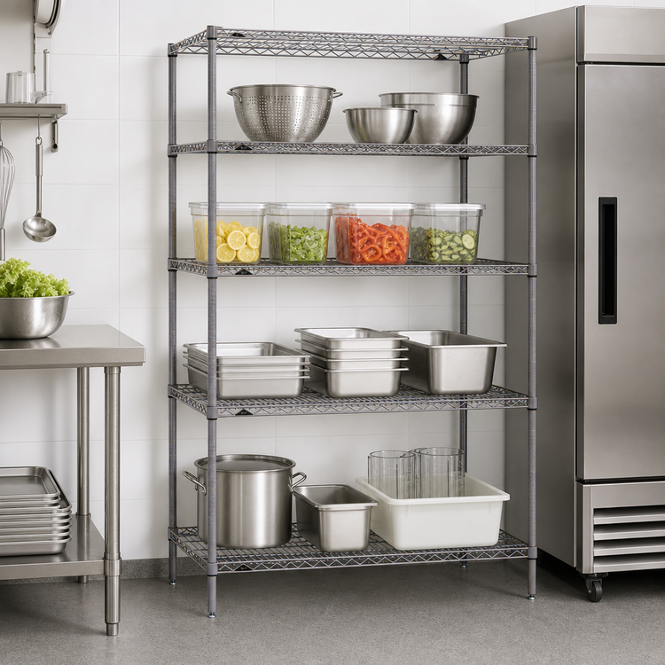 Product image #3 for Metro Super Erecta Stationary Starter Wire Shelving Unit, 48"W x 24"D x 74-1/2"H, 4 Shelves, Metroseal Gray