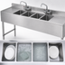 Thumbnail image #3 for Klinger's Trading Four-Compartment Stainless Steel Underbar Sink with Drainboards and Faucets