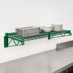 Thumbnail image #3 for Quantum WDWB2436P Wall-Mount Cantilever Wire Shelf, 36 x 24 Inches, Green Epoxy Finish, NSF
