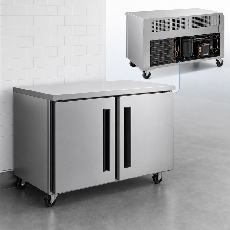Product image #3 for Traulsen Centerline Compact 48-Inch Two-Section Undercounter Freezer with Rear-Mount Refrigeration and Solid Doors
