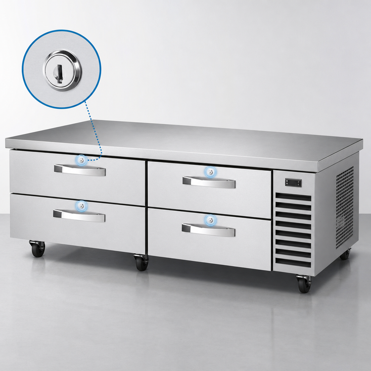 Product image #3 for True 84-Inch Wide Refrigerated Chef Base with 4 Locking Drawers, Stainless Steel