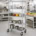 Thumbnail image #3 for Quantum Mobile Wire Shelving Cart, 36 x 24 x 80 Inches, 4 Shelves, Chrome Plated Finish