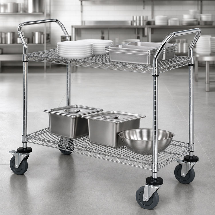 Product image #3 for Quantum 60-Inch 2-Shelf 304 Stainless Steel Utility Bus Cart