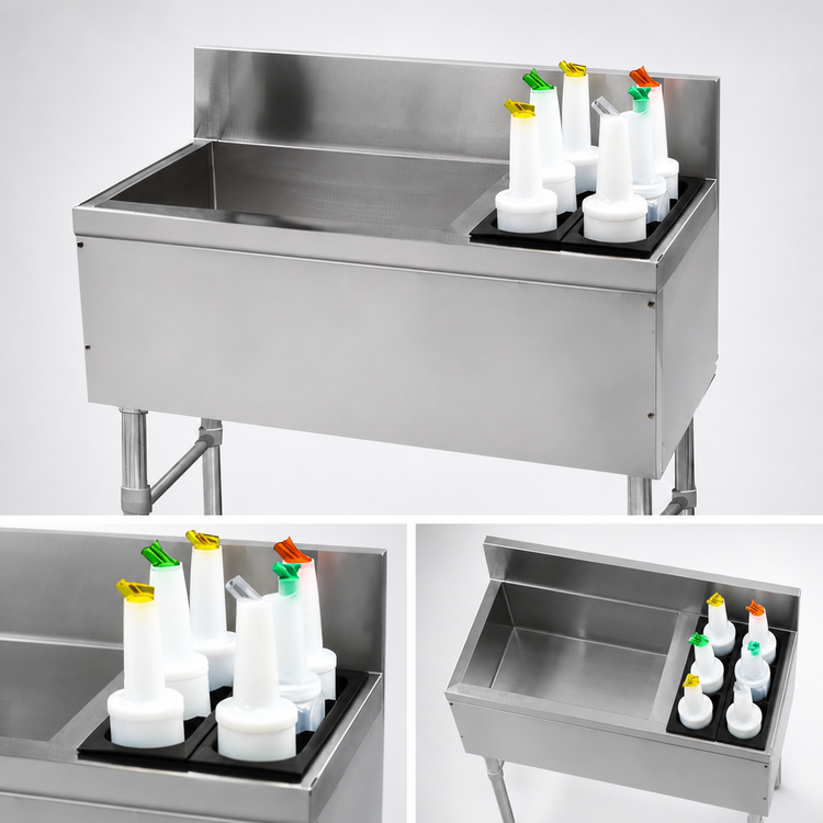 Product image #3 for Advance Tabco Prestige Supreme 42-Inch Stainless Steel Bar Ice Chest with Right-Side Bottle Storage Rack