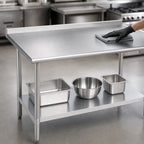 Thumbnail image #3 for Duke Manufacturing 314-2430-2R Stainless Steel Work Table, 30" x 24", 14-Gauge 300 Series Top, 1-1/8" Riser, Galvanized Undershelf