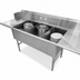 Thumbnail image #3 for John Boos 3-Compartment Straight Clean Dishtable/Pot Sink with 2 Drainboards and Left-Side Dish Machine Attachment