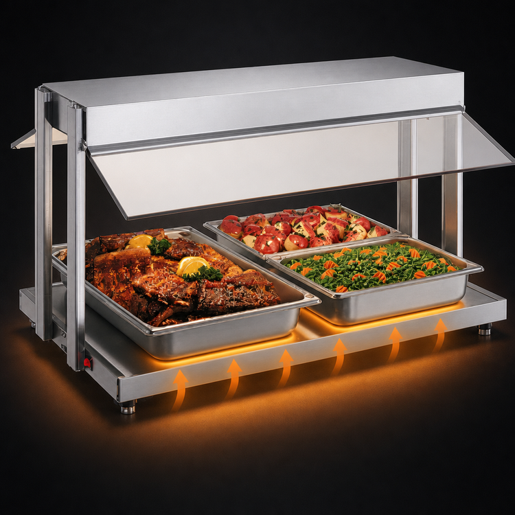 Product image #3 for Hatco Glo-Ray 72-Inch Countertop Buffet Warmer with Heated Base and Sneeze Guards