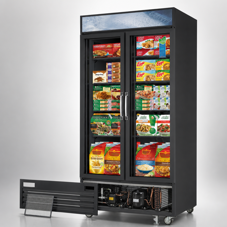Product image #3 for Everest Refrigeration EMGF36B Two-Section Glass Door Merchandiser Freezer, 36 Cu. Ft., 41-Inch Wide, Bottom-Mounted Self-Contained