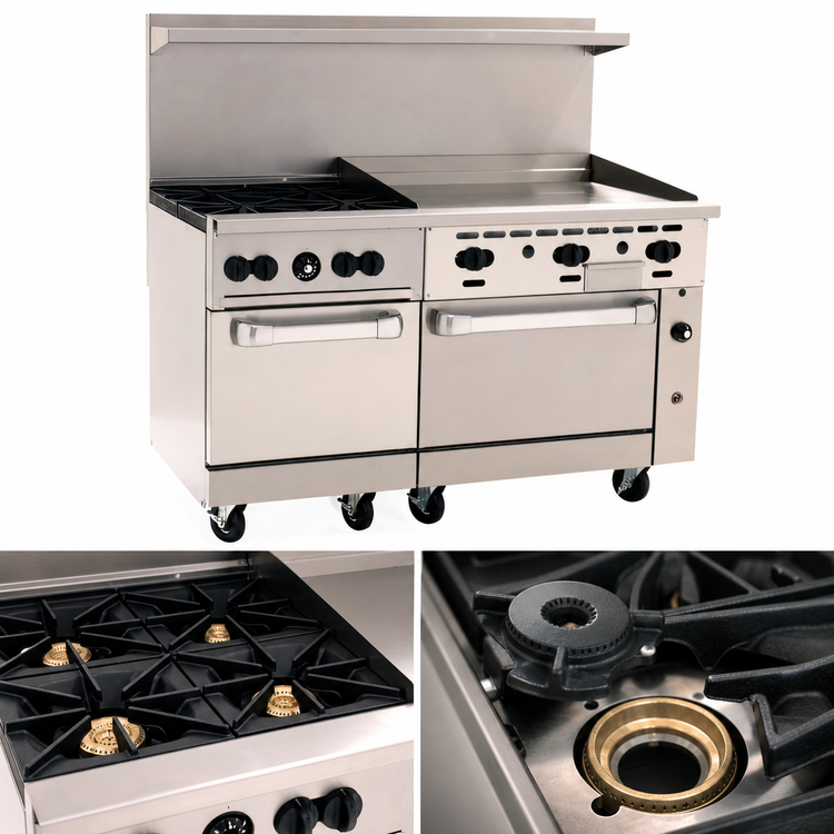 Product image #3 for Vulcan Endurance 60-Inch Gas Restaurant Range with 4 Open Burners, 36-Inch Griddle, Standard Oven and Convection Oven