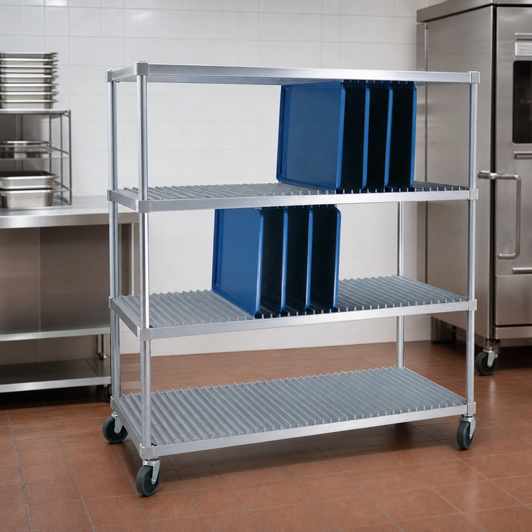 Product image #3 for New Age Mobile Aluminum Tray-Drying Rack for 18 x 26 Inch Trays, 2 Levels, 80-Tray Capacity