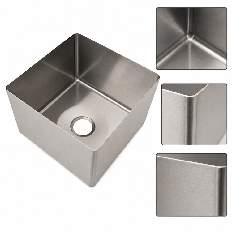 Product image #3 for Eagle Group Seamless Welded-In Fabricated Straight Wall Sink, 1 Compartment, 9 x 14 x 8 in., 304 Stainless Steel