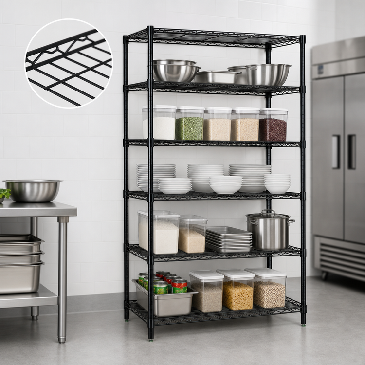 Product image #3 for Quantum 60-Inch x 14-Inch x 63-Inch Black Epoxy Wire Shelving Starter Kit with 5 Shelves