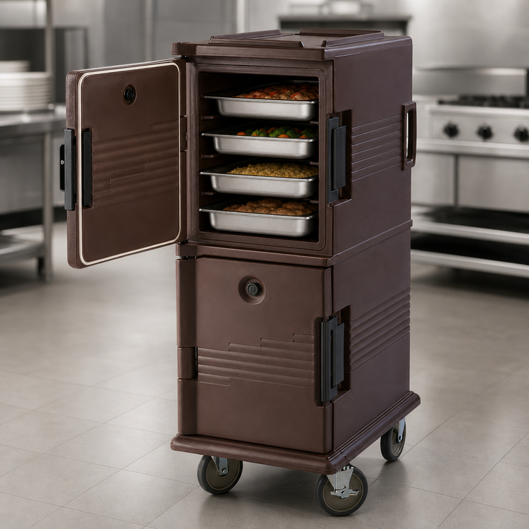 Product image #4 for Cambro Ultra Camcart Non-Electric Front-Loading Insulated Food Pan Carrier, 60 Qt., Dark Brown