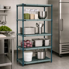 Thumbnail image #3 for Quantum WR74-2442WPM 4-Tier Stationary Wire Plastic Mat Shelving Unit, 42 x 24 x 74 Inches, Green Epoxy Antimicrobial Finish