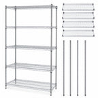 Thumbnail image #3 for Quantum WR54-1236C-5 Stationary Wire Shelving Starter Kit, 36"W x 12"D x 54"H, 5 Shelves, Chrome Finish