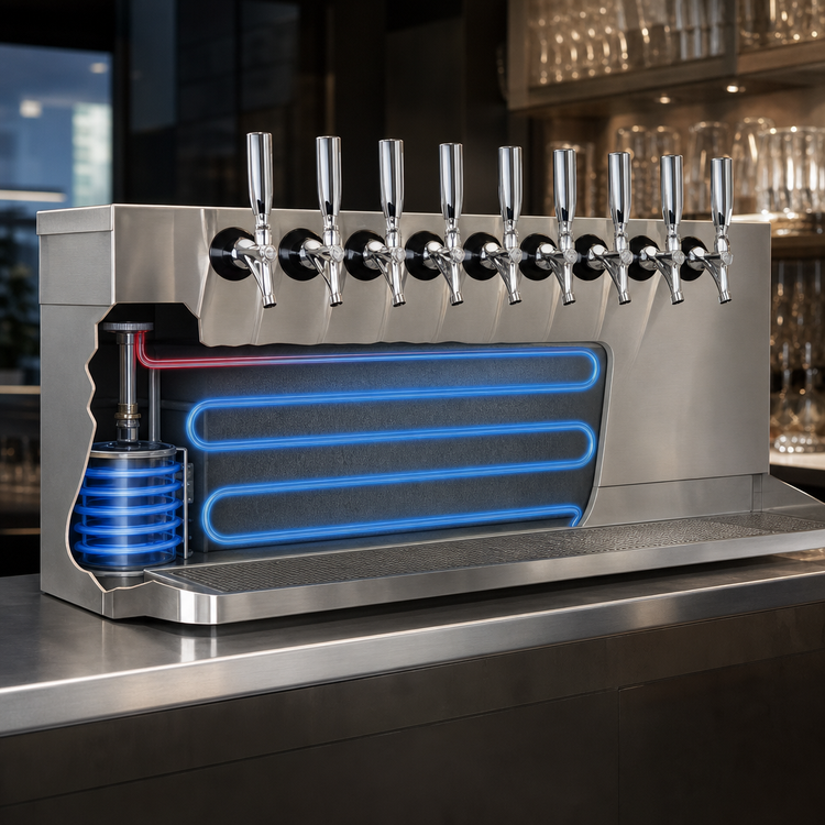 Product image #3 for Micro Matic 40-Inch Wide 10-Faucet Underbar Glycol-Cooled Draft Beer Dispenser with Drip Tray