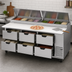 Thumbnail image #3 for Beverage-Air DPD93HC-6 Three-Section Pizza Prep Table with 6 Drawers, 93 Inch Wide, Self-Contained Side-Mounted Refrigeration