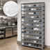Thumbnail image #3 for Quantum Heavy-Duty Stationary Wire Shelving Unit with 96 Clear Bins, 36 x 12 x 75 Inches