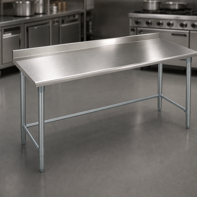 Product image #3 for Eagle Deluxe Series 16-Gauge Stainless Steel Work Table with 1-1/2-Inch Rear Up-Turn, 120 x 24 Inches, Galvanized Base