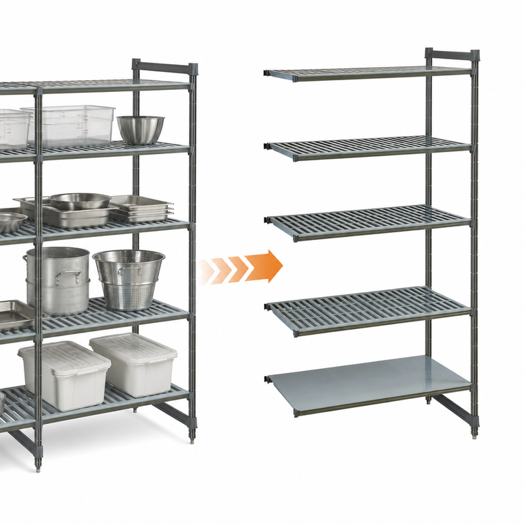 Product image #3 for Cambro Camshelving Basics Plus 5-Tier Stationary Add-On Shelving Unit, 18 x 30 x 84 Inches, Brushed Graphite