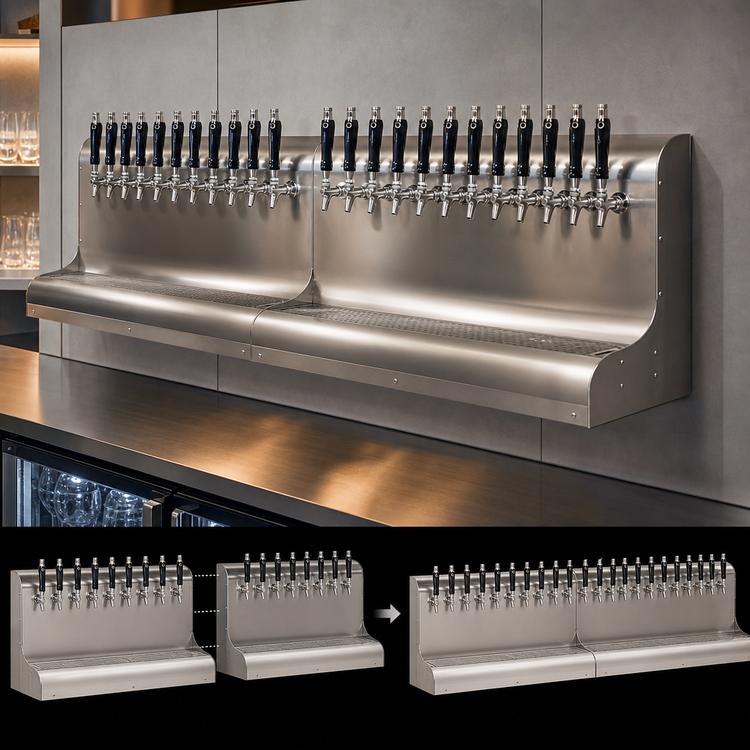 Product image #3 for Perlick 17-Faucet Wall-Mount Glycol-Cooled Stainless Steel Draft Beer Dispensing Tower