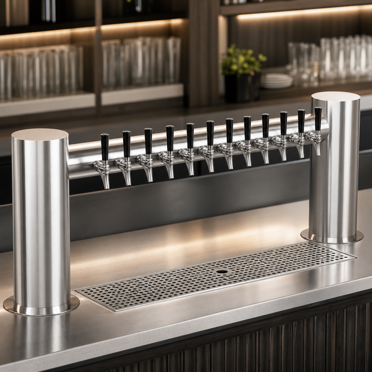 Product image #3 for Krowne Max-H Style 12-Faucet Glycol-Cooled Beer Tower, Brushed Stainless Steel