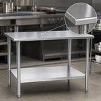Thumbnail image #3 for Eagle Group Spec-Master T3048E 48" x 30" Flat Top 14-Gauge 300 Series Stainless Steel Work Table with Adjustable Galvanized Undershelf