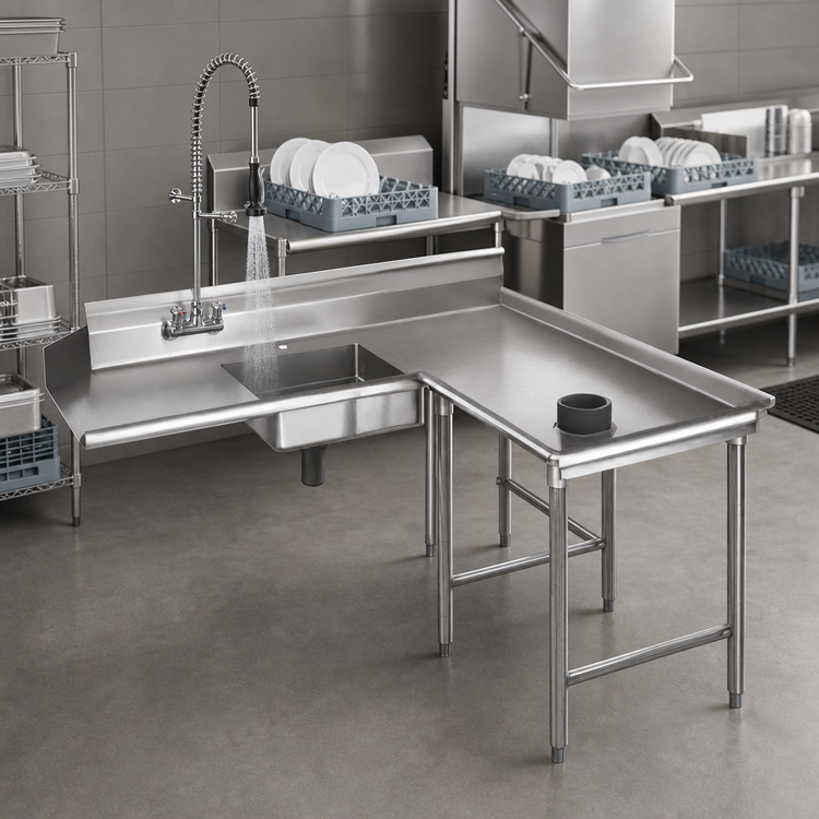 Product image #3 for Spec-Master 60-Inch Right-Hand Island Soiled Dishtable with Pre-Rinse Sink
