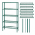 Thumbnail image #3 for Quantum 48 x 14 x 63 Inch Stationary Wire Shelving Starter Kit, 5-Shelf, Green Epoxy Antimicrobial Finish