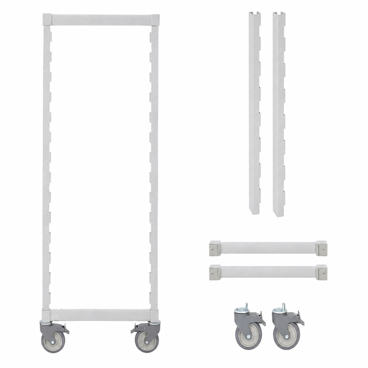 Product image #4 for Cambro Camshelving Premium Series High-Density Mobile Post Kit, 24"W x 75-1/4"H, Speckled Gray