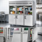 Thumbnail image #3 for Everest Refrigeration EGSH6 Three-Section Reach-In Refrigerator, 71 Cu. Ft., Combination Glass and Solid Half Doors, Top-Mounted Refrigeration