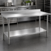 Thumbnail image #3 for Eagle Group Budget Series Stainless Steel Work Table with Backsplash and Undershelf, 120 x 30 Inches