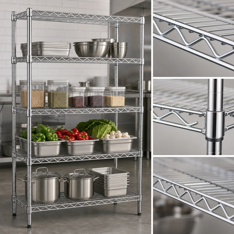 Product image #3 for Eagle Group Commercial 4-Tier Chrome-Plated Wire Shelving Starter Unit, 24 x 21 x 63 Inches