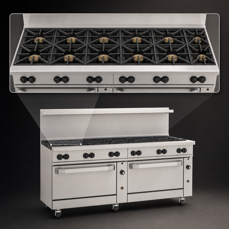 Product image #3 for Wolf Challenger XL 72-Inch Gas Restaurant Range with 12 Open Burners and 2 Convection Ovens