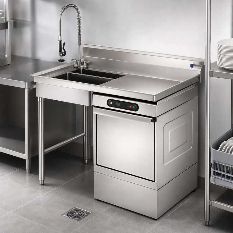 Product image #3 for Eagle Group Undercounter Soiled Dishtable with Pre-Rinse Sink, Dishwasher on Right, 60 x 27-1/2 x 43-1/2 Inches